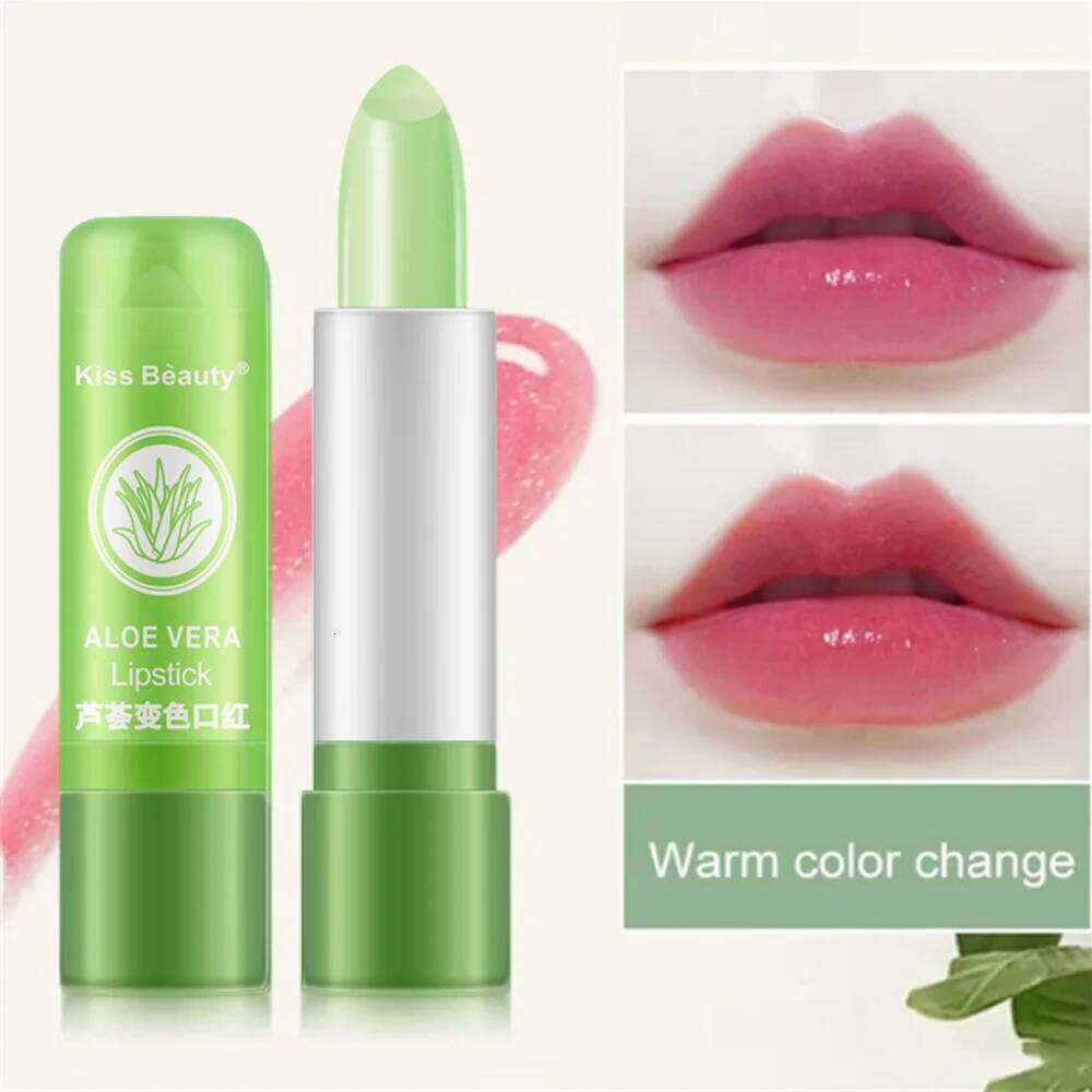 free shipping New Natural ALOE VERA Temperature Change Color Jelly Lipstick Long Lasting Moistourizing Makeup Balm Lip Gloss
