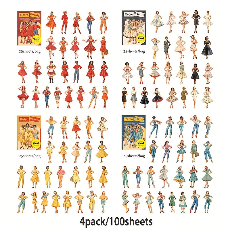 TEMU 4 Packs-100 Sheets - Theme Stickers, Exquisite And Versatile With Backing Paper, Suitable For Scrapbooking, Daily Decoration, Gift Wrapping