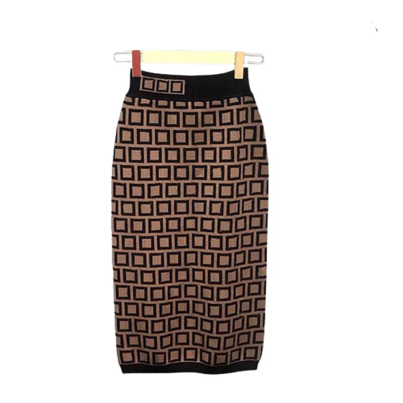 Dress Designer Women Casual Mid Calf Classic Skirts Letter Contrast Color Straight Trendy Dresses