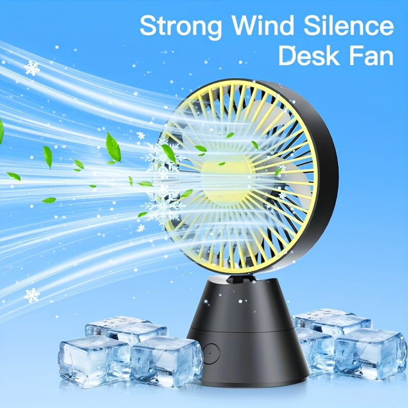 TEMU Portable Desktop Fan 1800mah-usb Rechargeable Small Fan Round Fan Desktop Charging Fan Portable Electric Kitchen Outdoor Camping Dormitory