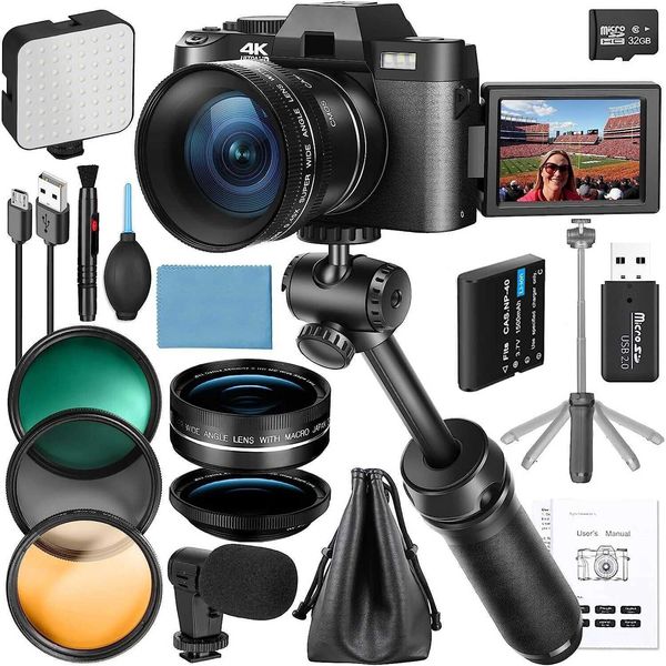 Cameras G-Anica 4K Digital Photography 48MP Vlogging Camera for Youtube with Microphone WiFi 3-Color Filter and Tripod Grip Y240612KTGA