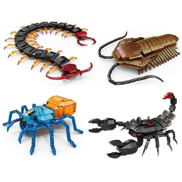 s Figures Insect Centipede Scorpion Spider Trilobites Model Building Blocks Kits Cognitive Educational Toys for Children Z250206