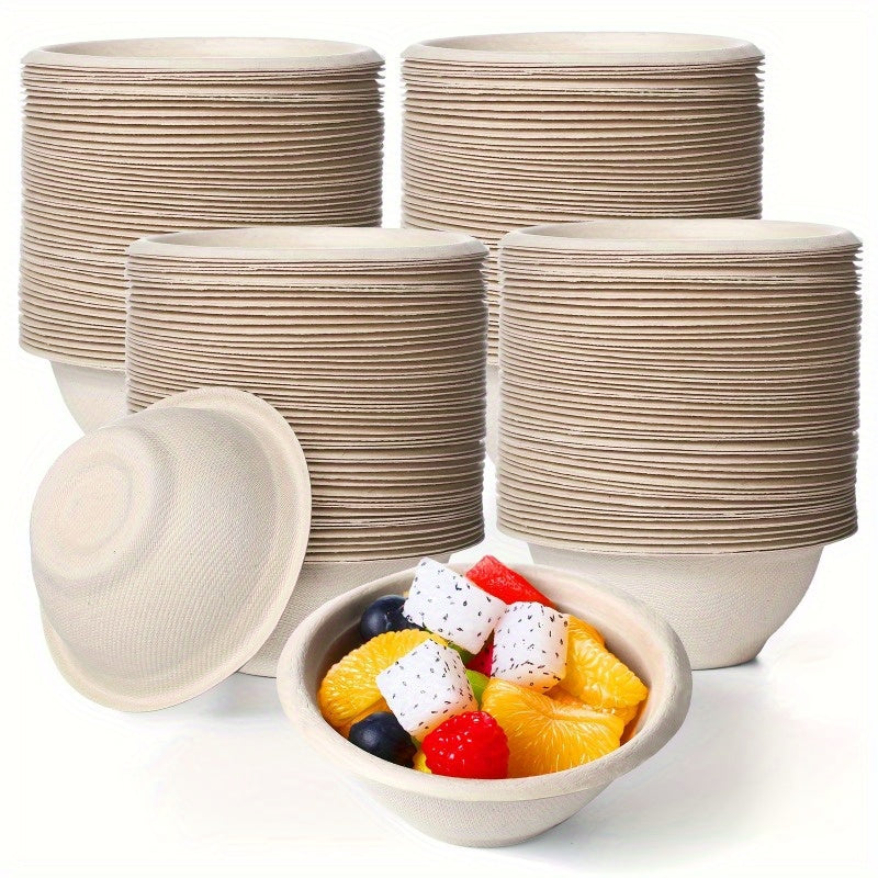 TEMU 100pcs Disposable Paper Bowls - Small Party Bowls For Ice Cream, Fruit Salad, Soup, Hot Or Cold Use - Catering, Picnics, Camping, And Restaurant