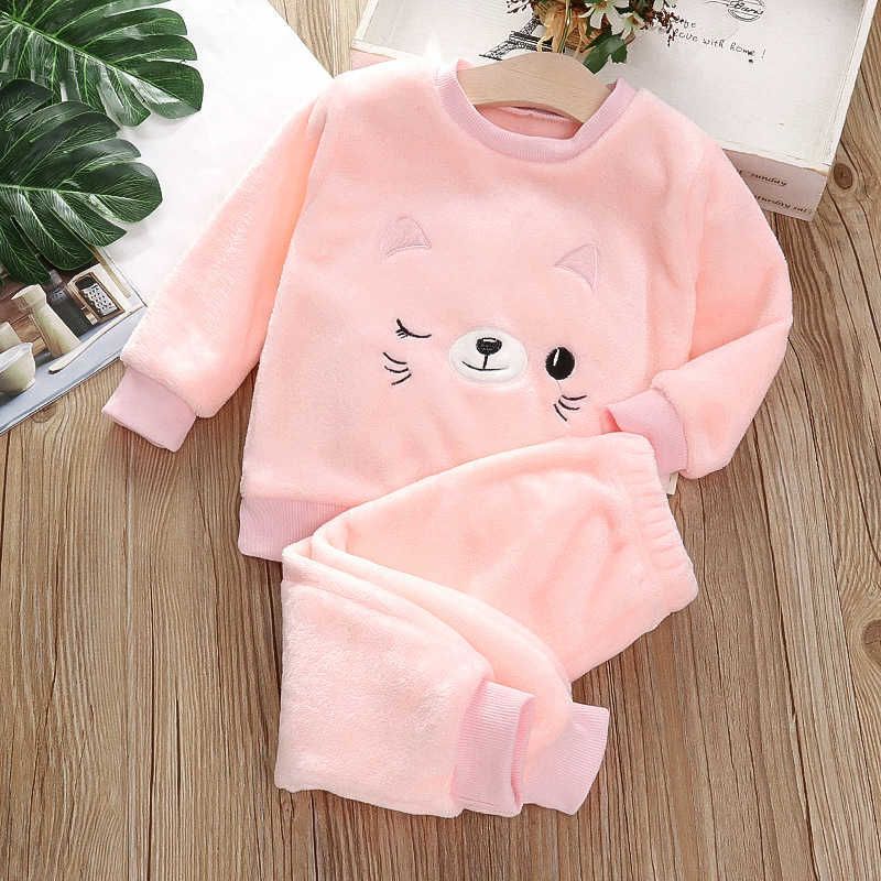 w420 Winter Warm Children Clothing Sets Cartoon Bear Baby Boy Clothes For born Toddler Clothes For Girls Sport Tracksuit Set Girl 211021