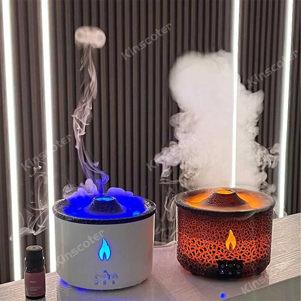 Humidifiers KINSCOTER Volcano Flame Aromatic Diffuser Jellyfish Smoke Ring Air Humidifier 360ml Aromatic Therapy Essential Oil Diffuser Cool