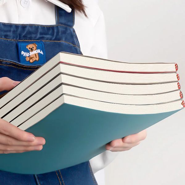 Soft PU Cover Blank and Horizontal Line Inner Page Notebook A4 Office Meeting Diary Study 100 208 Sheets 240910