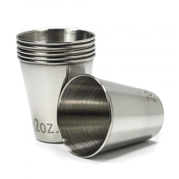 6 pc Stainless Steel Shot Glass Set - An Elegant and Durable Glassware Piece for Shooting Serving Liquor Drinks