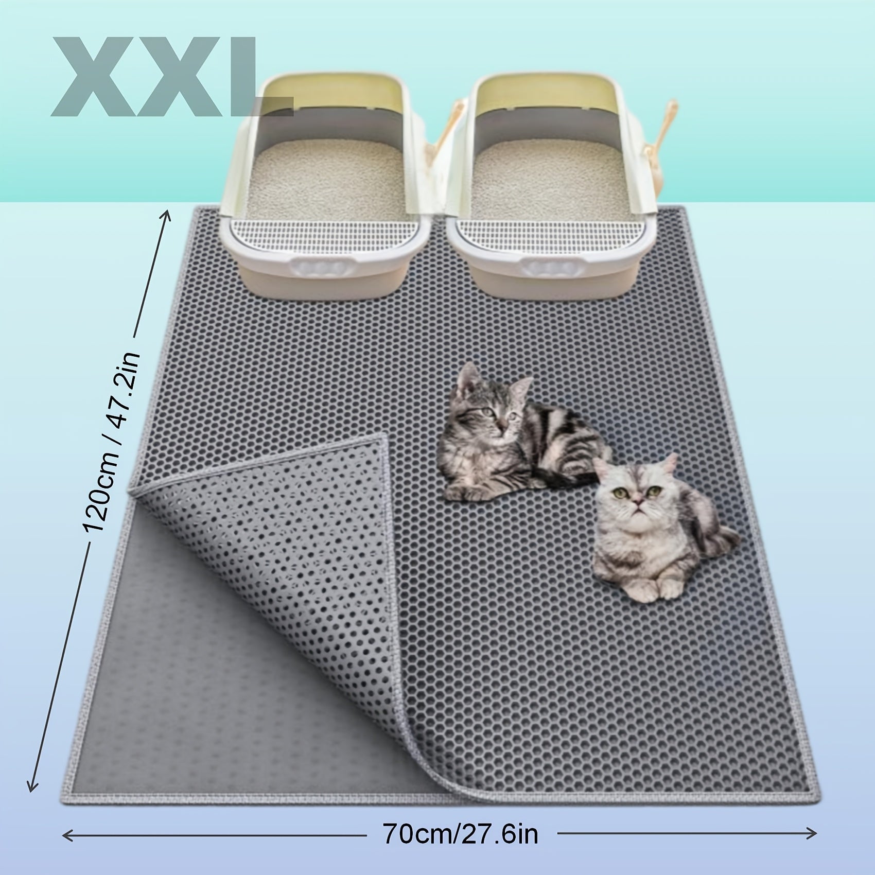 TEMU Double-layer Eva Cat Litter Mat, Pad, Cat Litter Basin Filter And Leakage Control Sand Mat, Washable, Easy To Clean, Pet Cat Sleeping Pad, Large