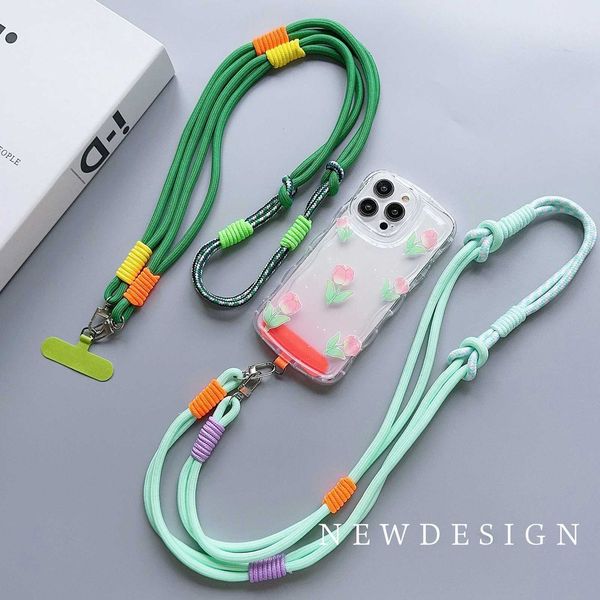 Cell Phone Straps Charms Personalized Trend Double Color Mobile Phone Universal Lanyard Diagonal Span Long Rope Shoulder Strap Rope Fashion
