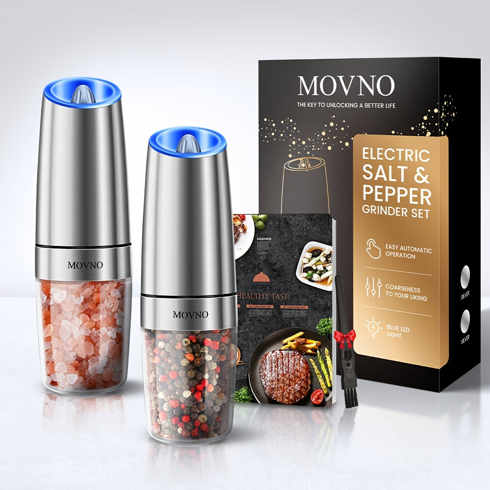 TEMU 1-2pcs Gravity Electric Salt And Pepper Grinder, Battery Powered Led Hand Automatic Operation, Adjustable Coarseness Pepper Mills Grinders,