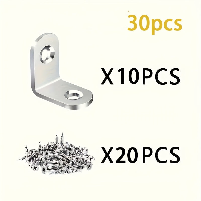 TEMU 30pcs Corner Bracket Set With Screws, Suitable For Wooden Furniture Like Chairs, Drawers, And Cabinets.