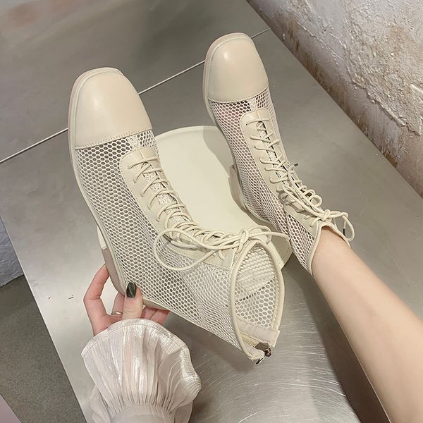 Beige Breathable Heeled Sandals Comfort Shoes for Women Med All-Match Square Toe 2021 Summer Black Boot Laces Medium Girls Denim b99e ium