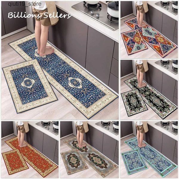Bath Mats Super anti slip kitchen floor mat absorbs bathroom entrance door soft washable PVC anti slip washable long carpet J241206
