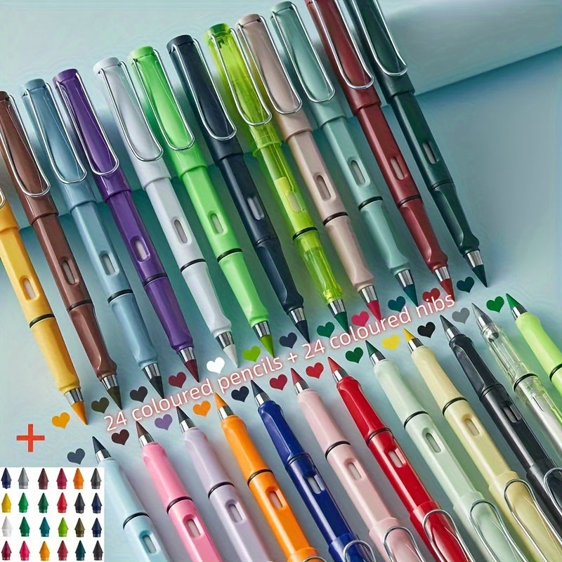 TEMU 36-48pcs, Brand New Colored Pencil Colors Eternal Pencils Inkless Infinity Pencils School Sketch Drawing Stationery, Back To School, School