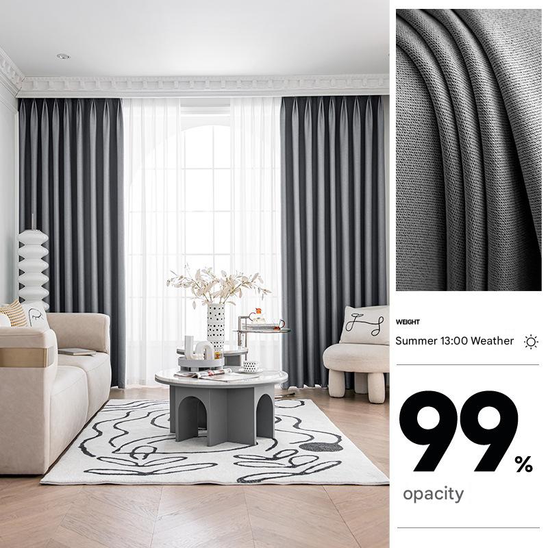 YL-36840 thick double-sided linen blackout curtain project hotel school sound insulation heat insulation blackout cotton linen curtain finished prod