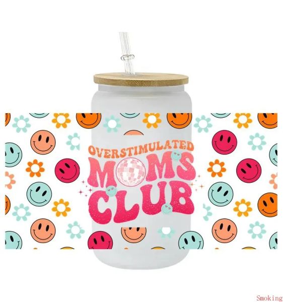 wholesale UV DTF Transfer For Libbey Can Glass Cup Coffee Cups Wrap 16oz Cold Transfer Printing Custom Label Sticker Decal Cartoon Make ZZ