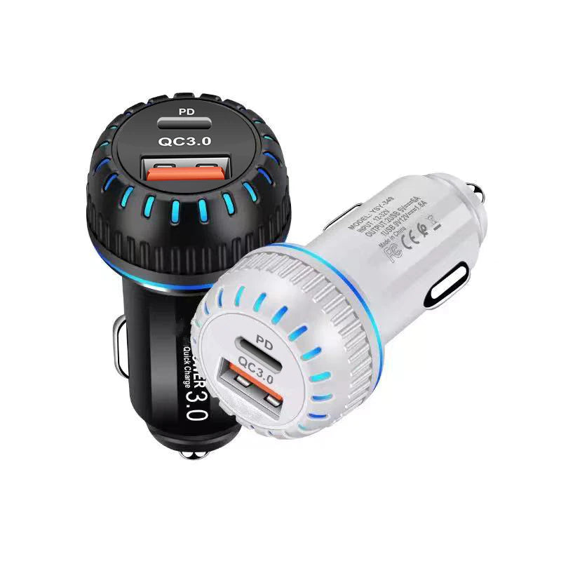 Car Charger PD USB C Quick Charge 3.0 Dual Ports Fast Charging For iPhone 13 12 Xiaomi Phone Accessories Phone Chargers