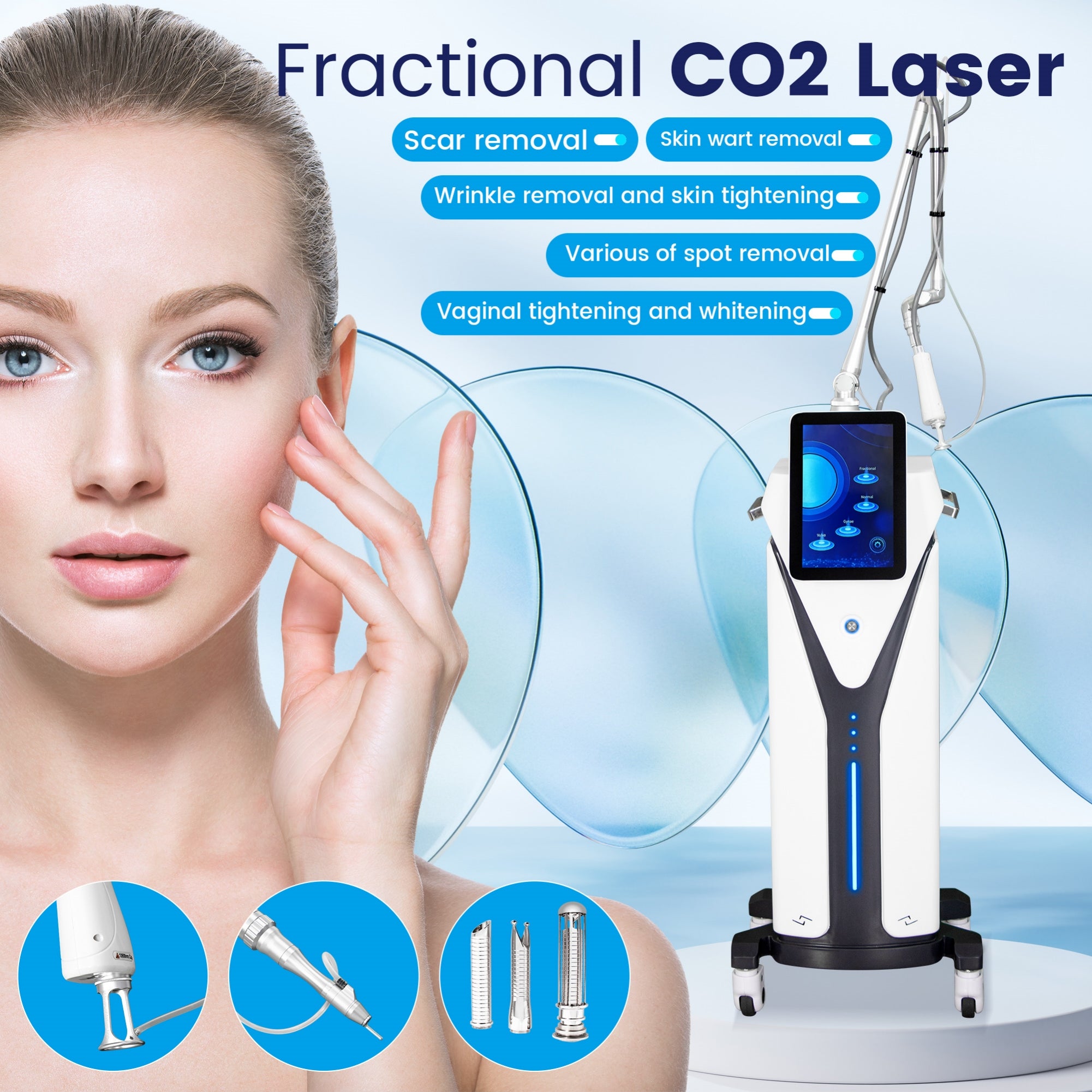 CO2 Fractional Laser Beauty Device For Deep Skin Renewal Scar Repair Anti-Aging Skin Care And Stretch Mark Reduction In Professional Cosmetic Use