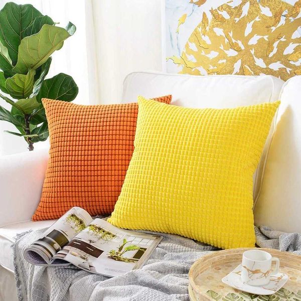 2 Solid Color Corn Grain Plush case 45-50-55-60-66cm Ultra Soft Cushion Cover For home Living Room Sofa DecorationC250212