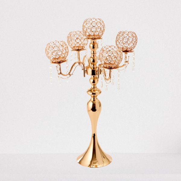 60cm-100cm)Elegant 5 arm tall metal gold candelabra candle holders centerpieces for wedding decoration imake968