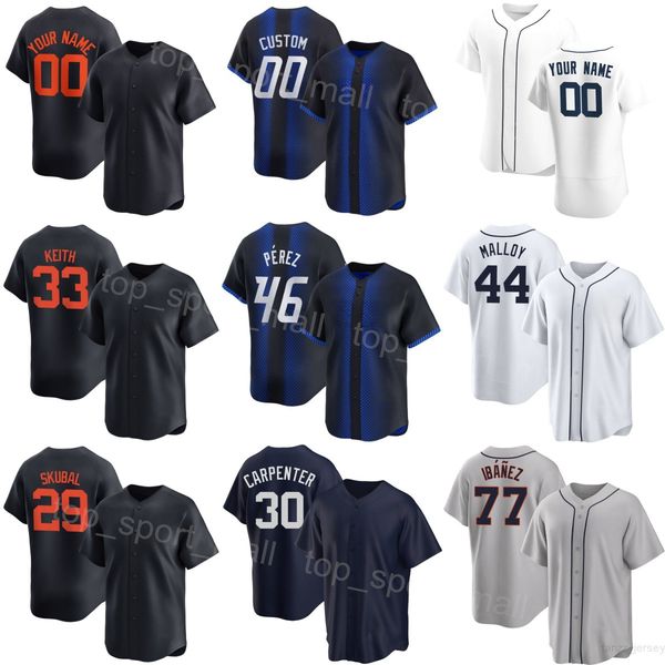 Top Baseball 46 Wenceel Perez Jerseys Space City Connect 30 Kerry Carpenter 29 Tarik Skubal 44 Justyn-Henry Malloy 33 Keith Navy Black White