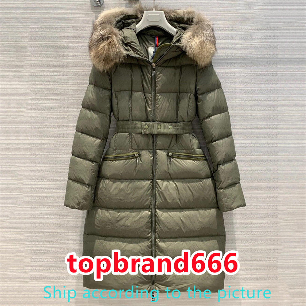 Luxury winter jacket womens fw22 designer puffer jacket fur coats real raccoon hair collar warm fashion parkas with belt lady coat outerwear down ja