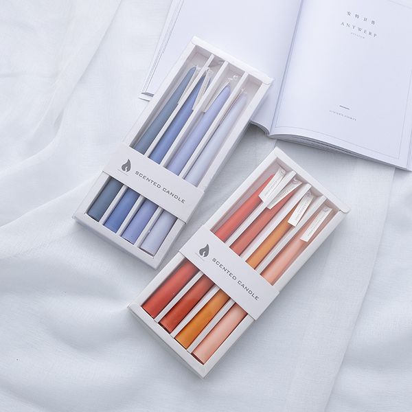 ddmygifts European style long candle for romantic weddings, Western cuisine hotels, candle holders, Morandi color gradient, less aromatherap