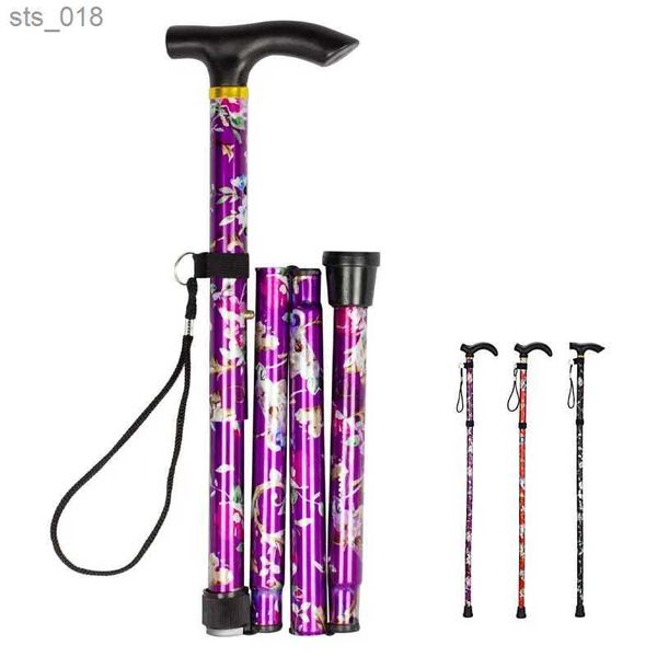 Trekking Poles Lightweight foldable walking stick suitable for elderly women men and extendable 93cm adjustable folding granite climbing H24