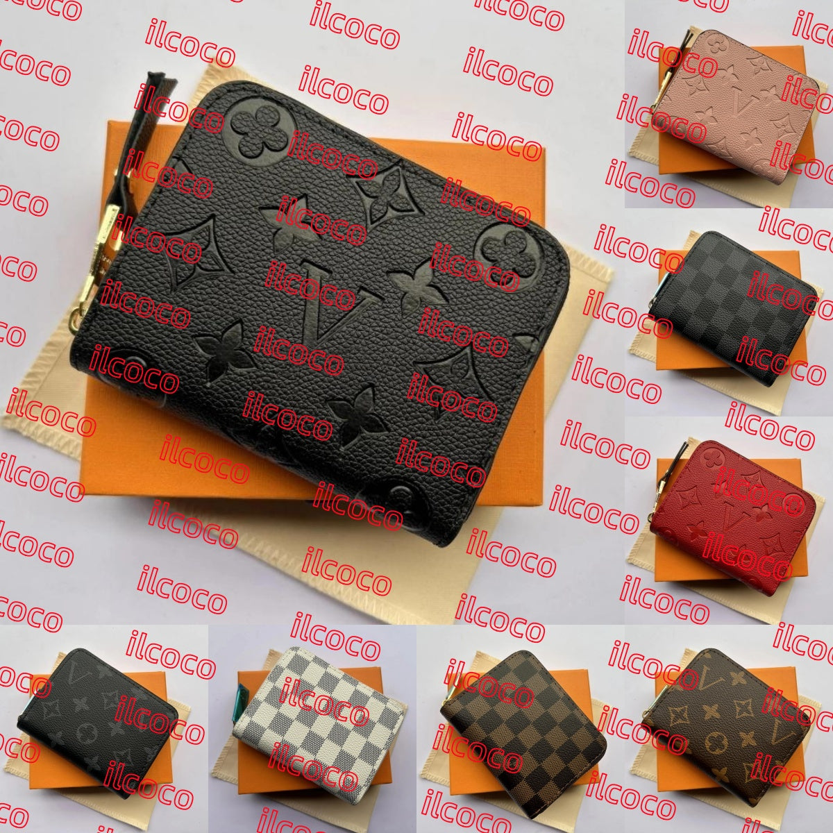 3A Fashion designer wallets luxury womens short purses embossed flower letters credit card holders ladies plaid money clutch bags with box and dustb