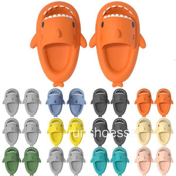 Summer Home Women Shark Slippers Anti-skid EVA Solid Color Couple Parents Outdoor Cool Indoor Household Funny Shoes 025
