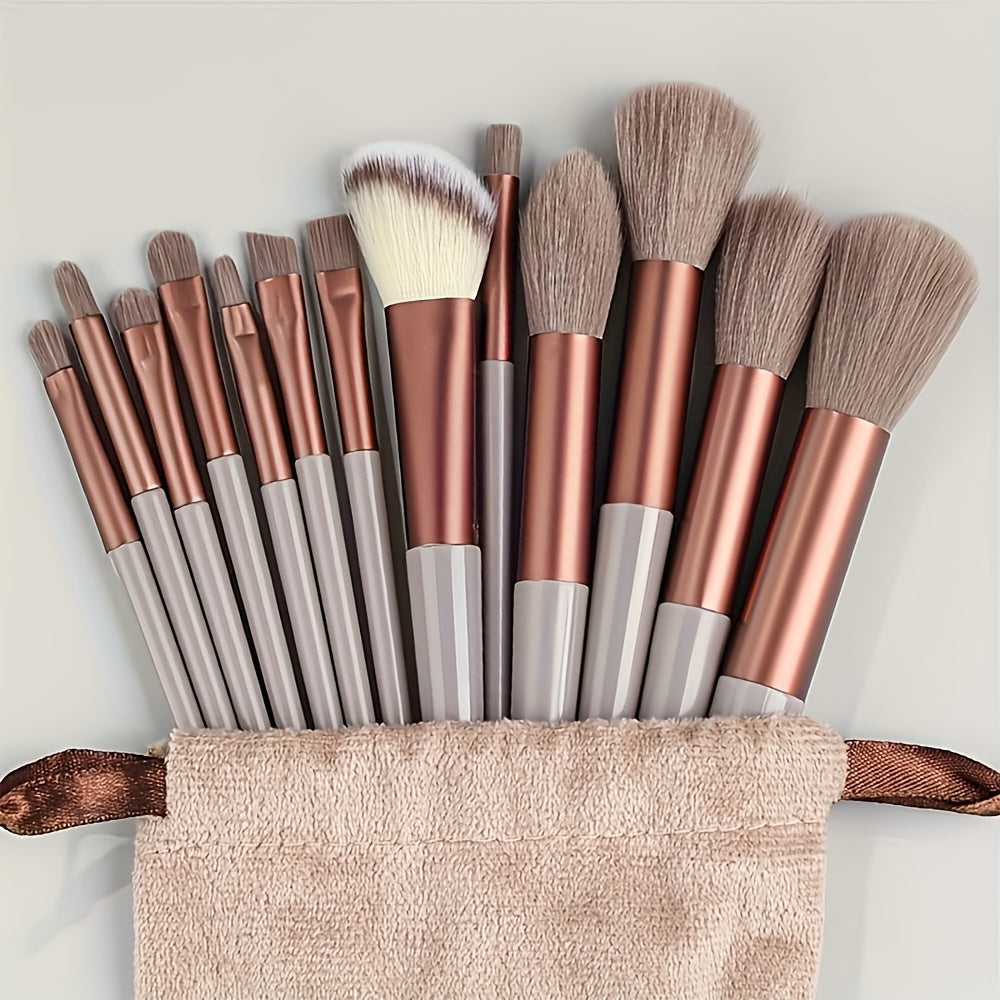 TEMU 13pcs Makeup Brush Suit- Soft Polyester Bristles For Beige