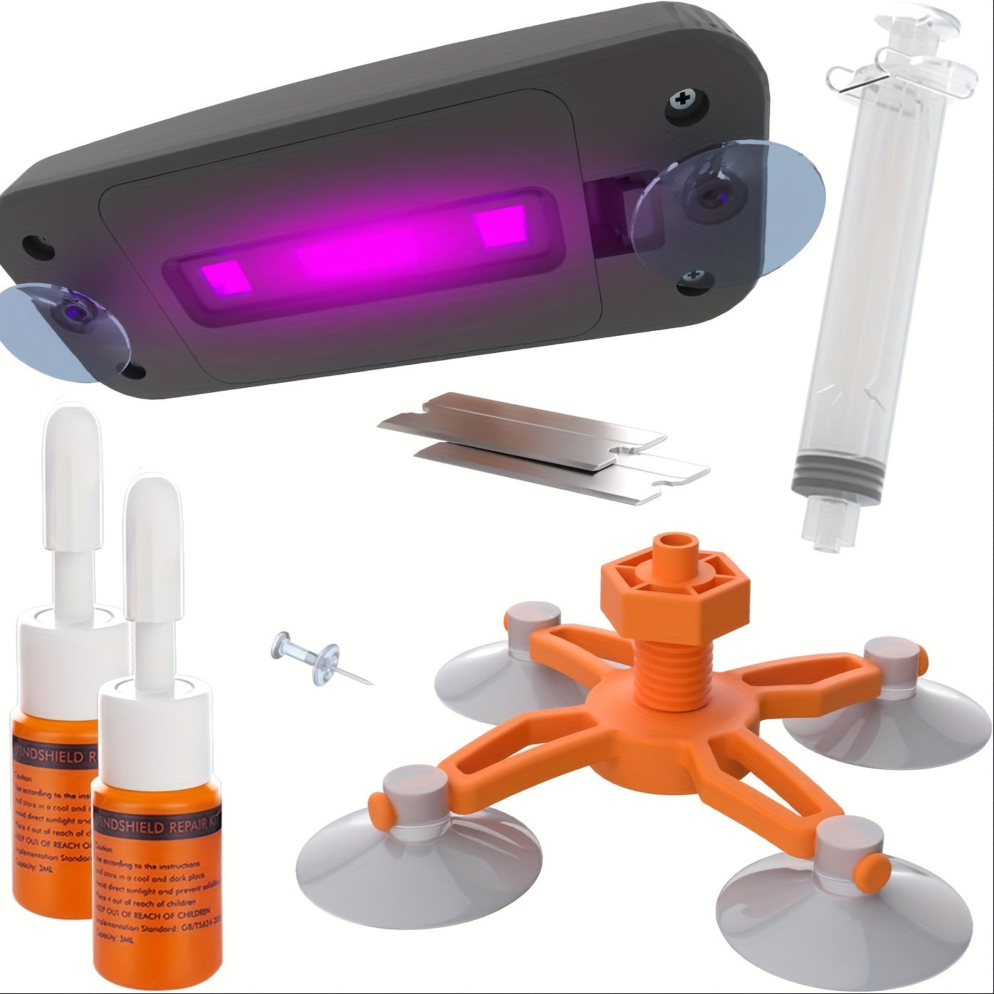 TEMU Windshield Crack Repair Kit Car, With Uv Curing Lamp, Windshield Repair Kit, Windshield Crack Repair For Chips And , Glass Repair Fluid With