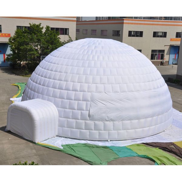 Customized white giant air inflatable igloo dome tent LED lighting with door for big party
