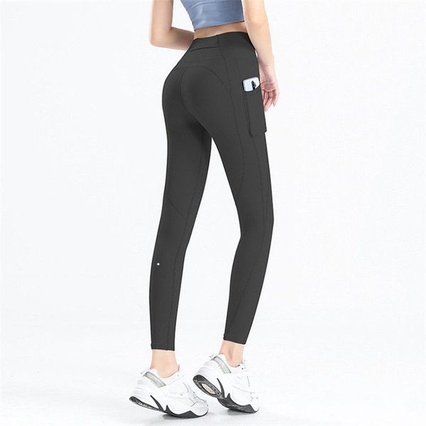 Lu Align Lemon Women Yoga Leggings Pant Fiess Push Up Exercise Runng With Side Pocket Gym Seamless Peach Tight Pants LL Runing Biker Workout
