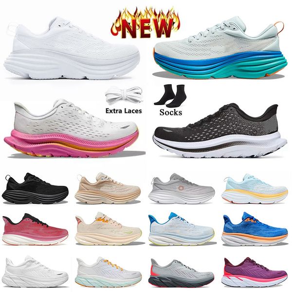Novos designers de luxo Clifton 9 Bondi 8 Kawana One Running Shoes para homens Sneaker All Black White Caminhada ao ar livre ao ar livre tên