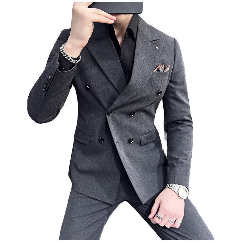 P227Stylish Groom and Best Man Wedding Attire Slim Fit Office Wear Suits