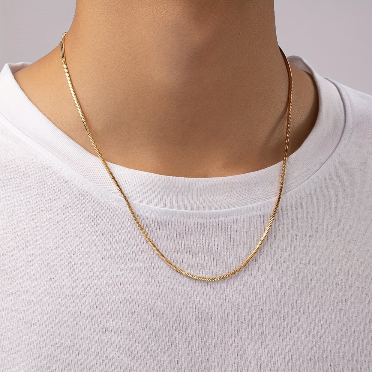 TEMU 1pc Men's Fashion Stainless Steel Chain Necklace, Minimalist Style, No Pendant, Non-magnetic, Elegant Jewelry Gift