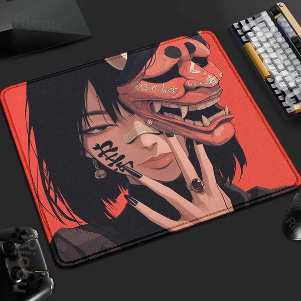45x40CM Non-slip Mousepad Mask Girl Speed Table Pad E-Sports Keyboard Oni Mice Mat Game Professional Premium Suture Edge Deskmat O250118