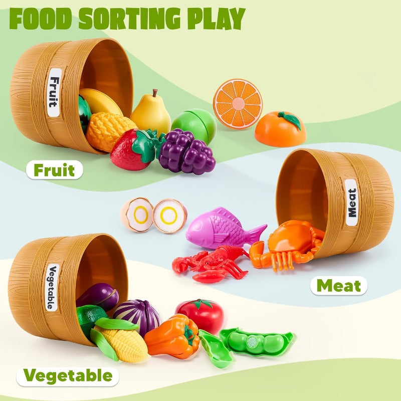 TEMU 1 Set Learning Toys Play Food Set For Toddlers, Cutting Food Toy For Preschool Activities, Pretend Play Kitchen Accessories For Kids, Color