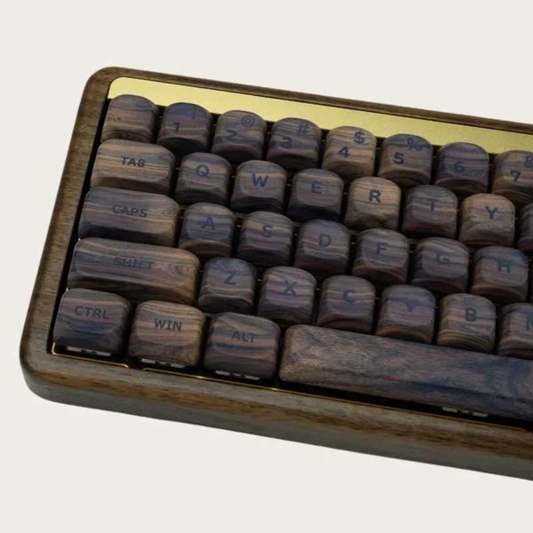 Keyboards Profile Dark Walnut Wood Theme Customs Dye Sub Keycaps for 61-87-104 Cherry MX Gaming Mechanical Keyboard 130 Keys y240910