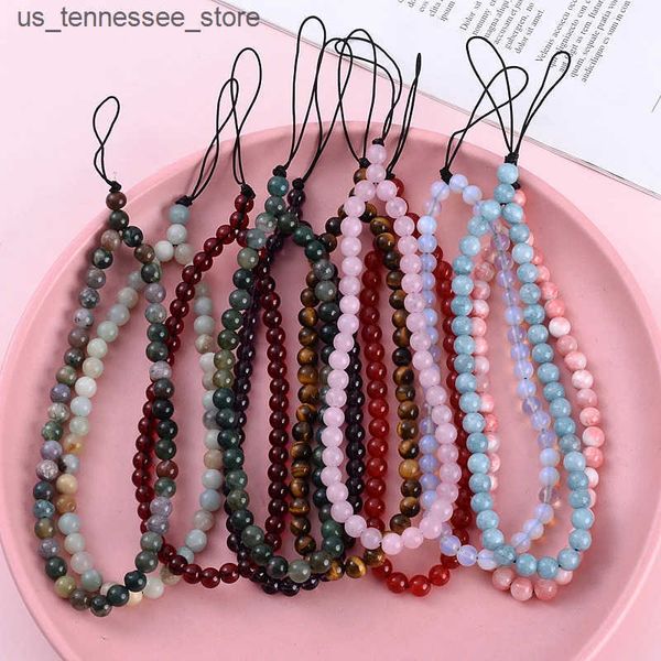 Cell Phone Straps Charms 2022 New Natural Stone Beaded Anti Lost Phone Strap Telephone Jewelry Wrist Lanyard Phone Chain For Women Men Anniv