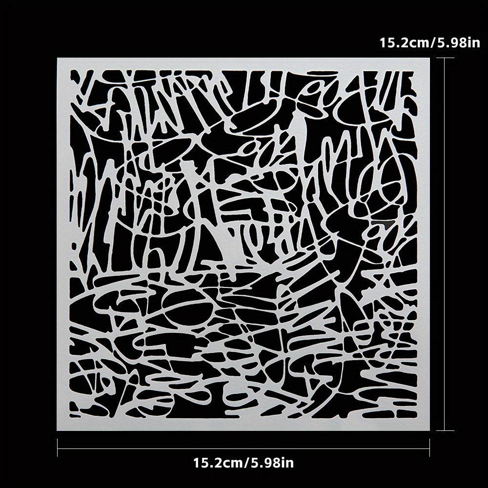 TEMU Artistic Messy Lines Pattern For Wall Painting, Scrapbooking, And Embossing – Reusable Plastic Template For Creative Paper Crafts And Decor,