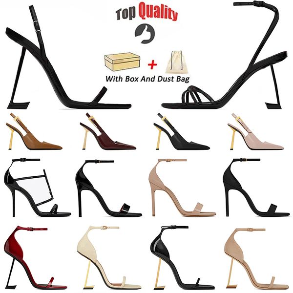 High Quality Designer Dress shoes Sandals High Heels Luxury Women Open Toe Stiletto Heel Metal Letters Sandal Fashion Stylist heel With Box