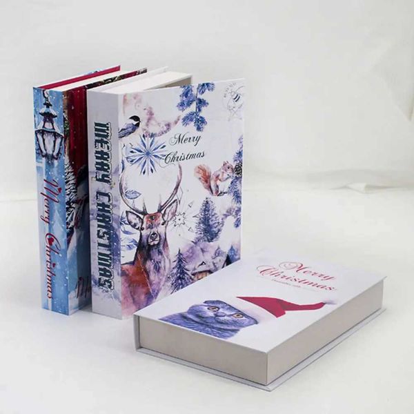 Christmas Style Living Room Decoration Books Modern Coffee Table Fake Books Storage Box Luxury Decorative Book Party DecorXJ241228