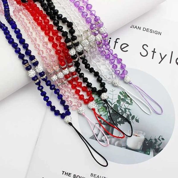 Cell Straps Charms Crystal Bead Long Short Lanyard Necklace Strap for Iphone Redmi Samsung Camera Keychain on The Phone J241108