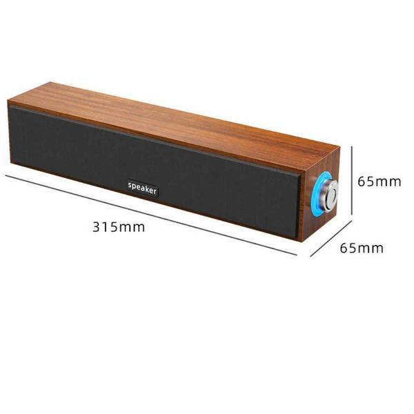 Computer Speakers Computer Speakers New Long Strip USB Wired Bluetooth Dual Speakers Wooden Small Speaker Computer Notebook Sound Bar Deskto