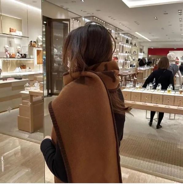 designer scarf V Scarf full letter printed cashmere scarves stylish winter women men classic plaid long wraps tassel soft touch scarf gift p