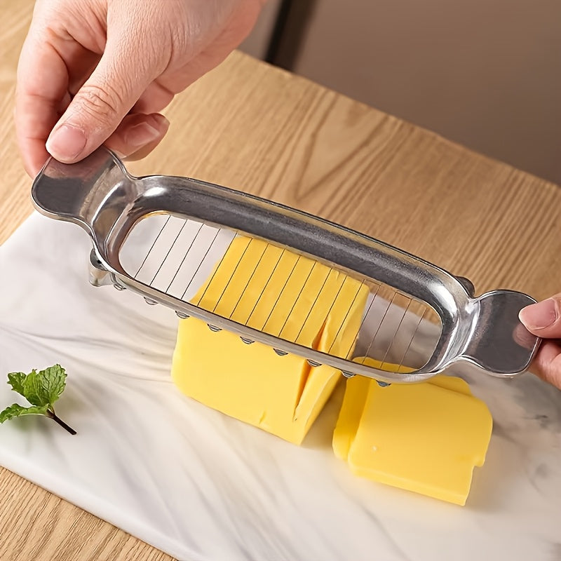 TEMU Stainless Steel Cheese Slicer, Butter And Gras Cutter, Kitchen Gadget With Sharp Blade, Durable Metal