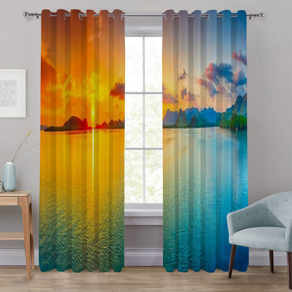 YL-37147 High-precision Customized 3D Curtain Printing Finished Landscape Wave Curtain Blackout Curtain
