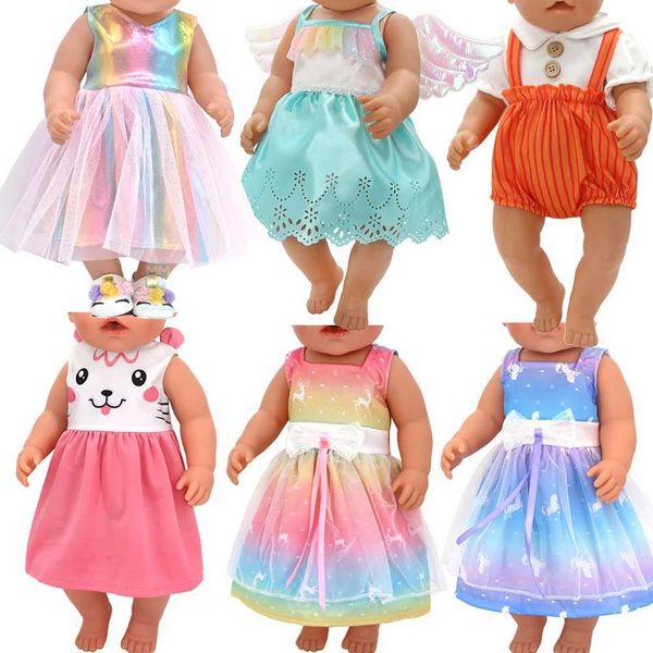 Doll Apparel Dolls 43cm newborn doll clothing and American doll accessories fashion haute couture dress bow dress H241209